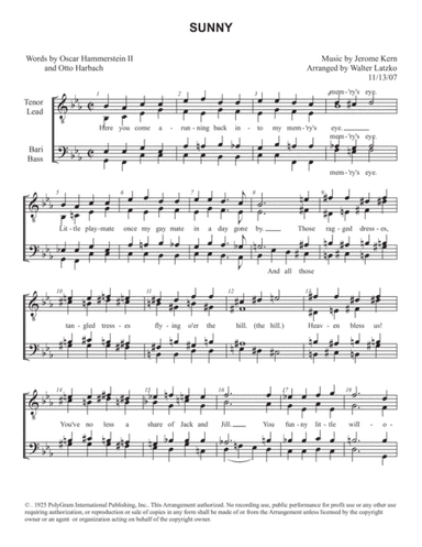 Sunny (arr. Walter Latzko)