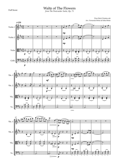 Waltz of The Flowers - from Nutcracker (P. I. Tchaikovsky) for String Quartet (arr. Fernando Britto, Fabio Britto)