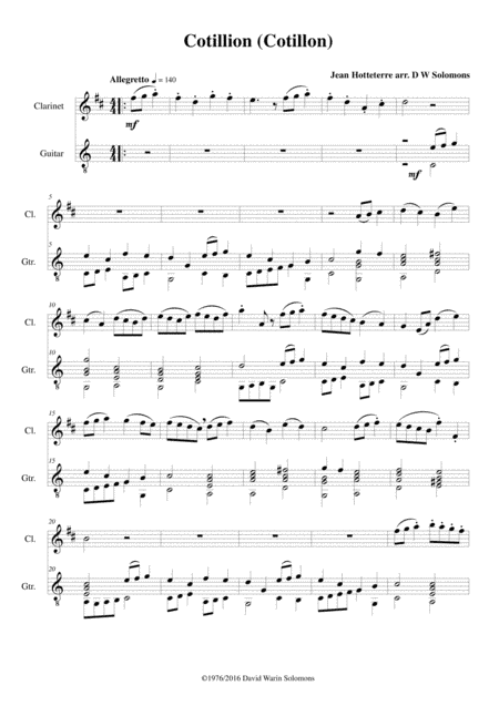 Cotillion (Cotillon) for clarinet and guitar (arr. David Warin Solomons)