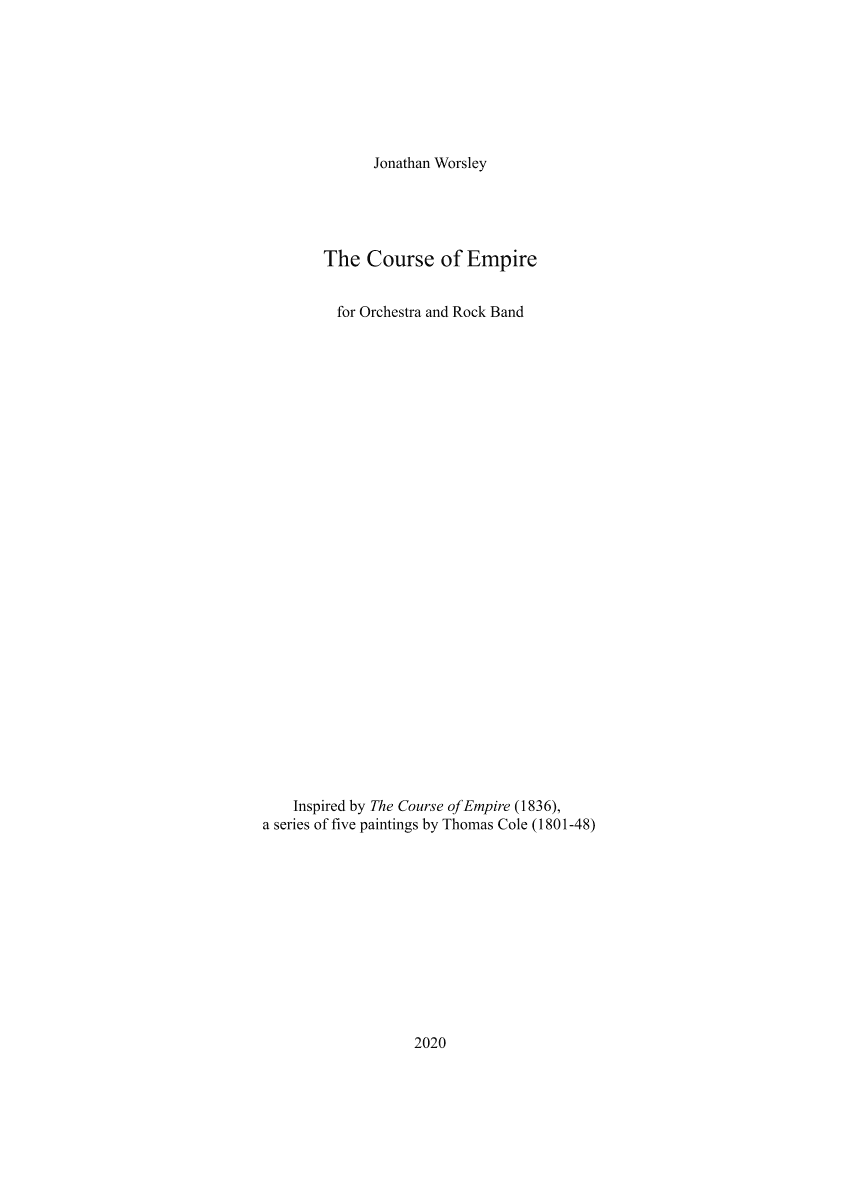 The Course of Empire - Score Only