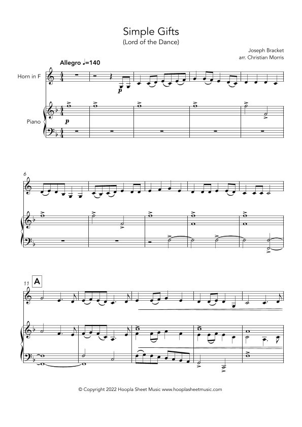 Simple Gifts (arr. Christian Morris)
