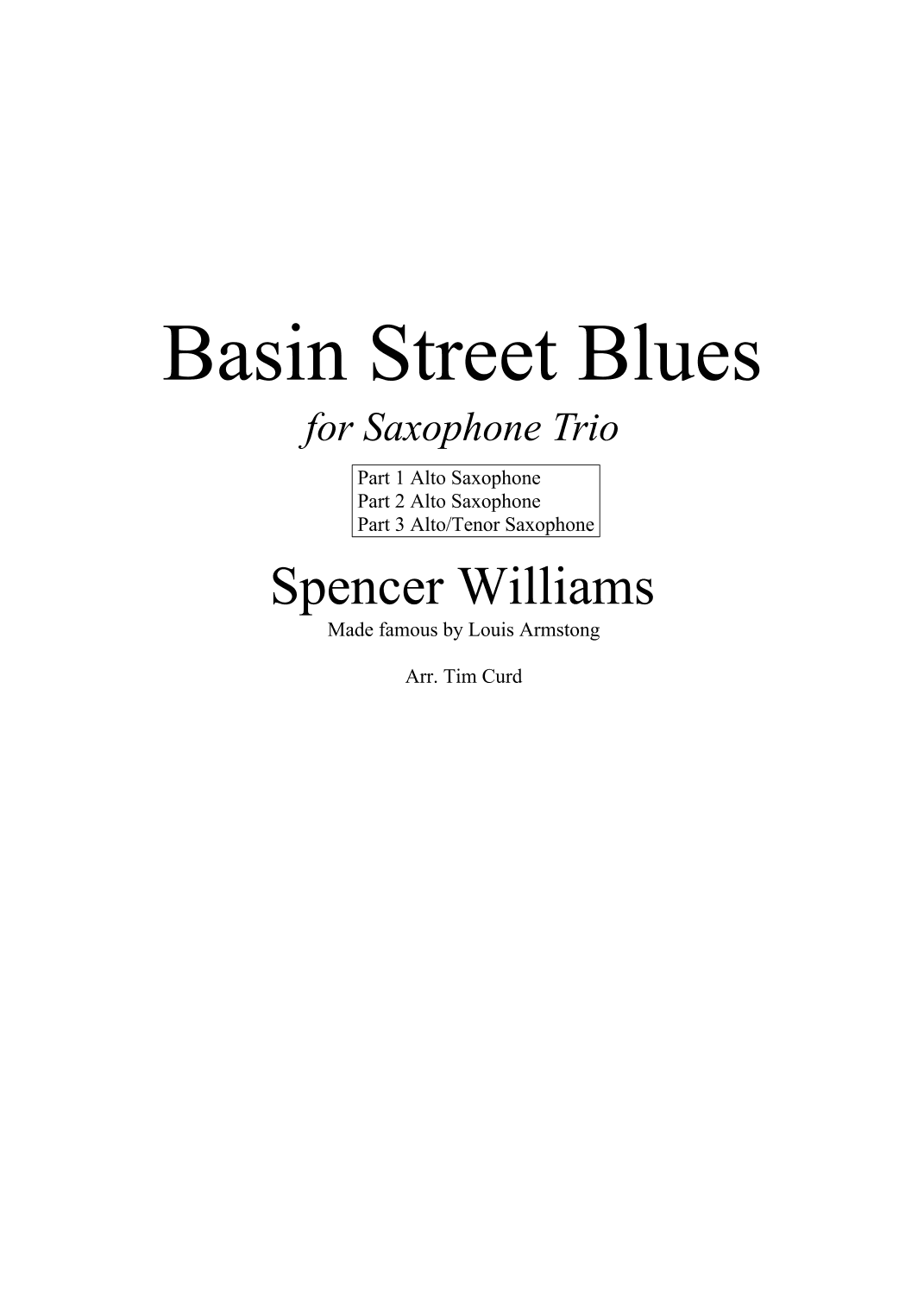 Basin Street Blues (arr. Tim Curd)