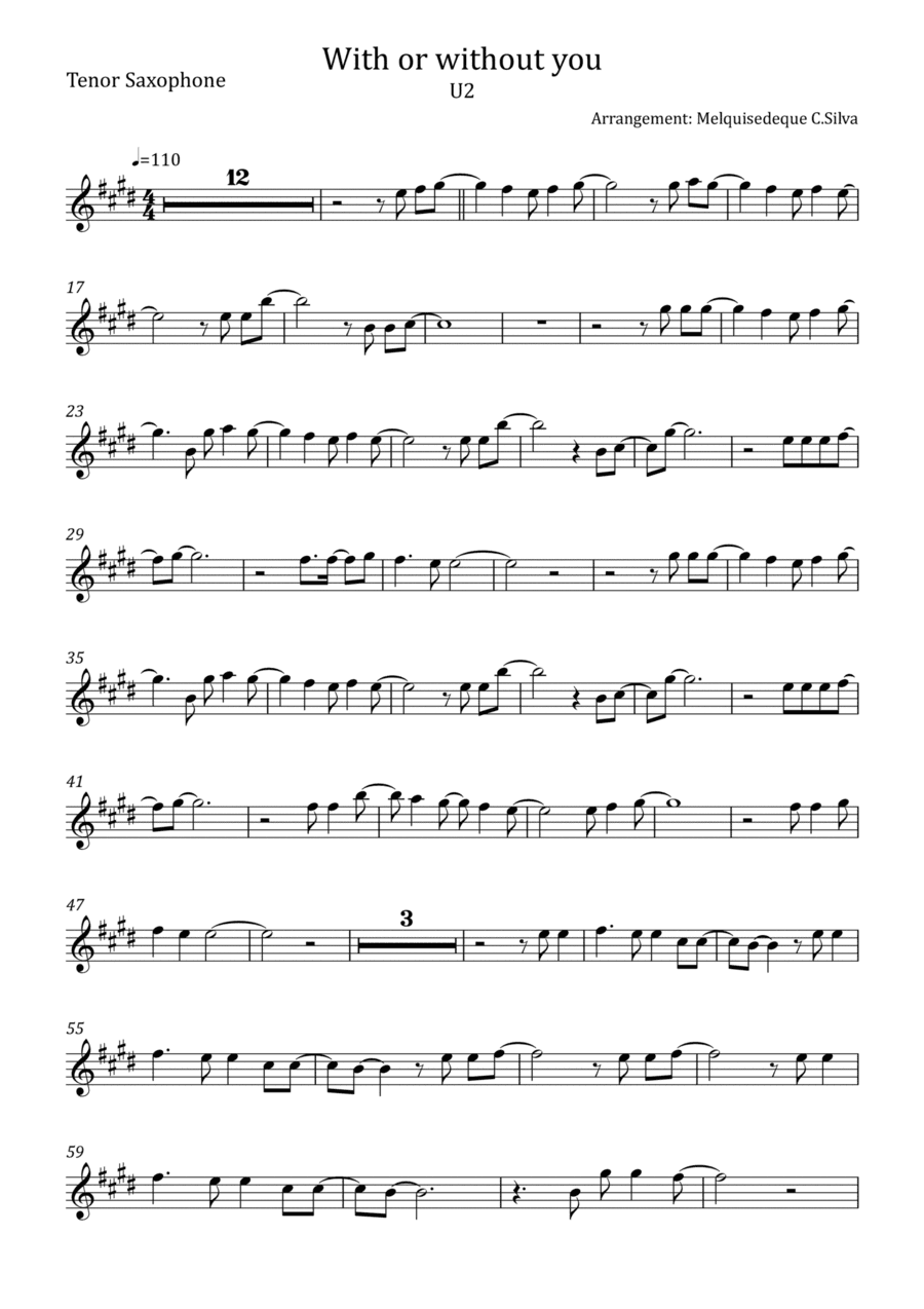 With Or Without You (arr. Melquisedeque C.Silva)
