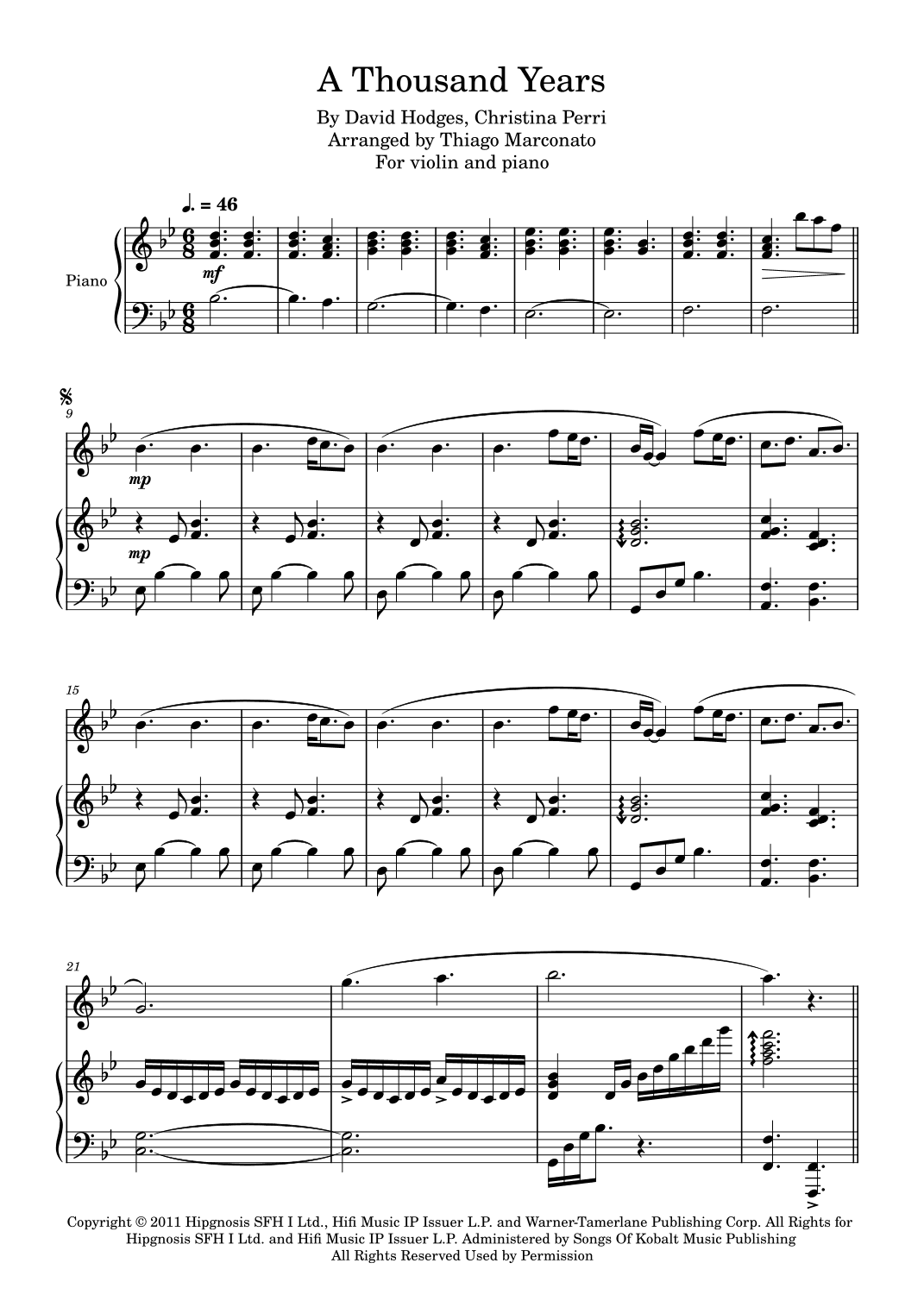 A Thousand Years (arr. Thiago Marconato)
