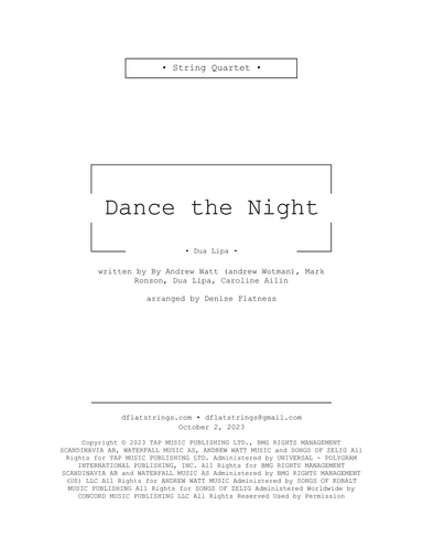 Dance The Night (arr. Denise Flatness)