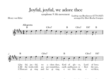 Joyful, joyful, we adore thee (symphony 9 5th movement) Beethoven (arr. Davi Rocha Campos)