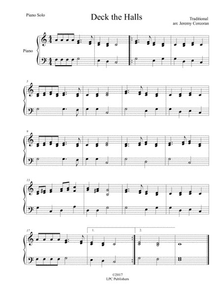 Deck the Halls Piano Solo (arr. Jeremy Corcoran)