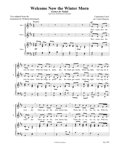 Welcome Now the Winter Morn (2 pt.) (arr. Curtis Hanson)