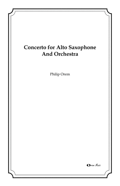 Concerto for Alto Saxophone and Orchestra - score and parts