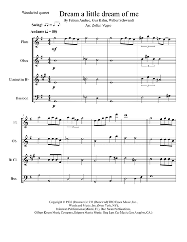 Dream A Little Dream Of Me (arr. Zoltan Vegso)