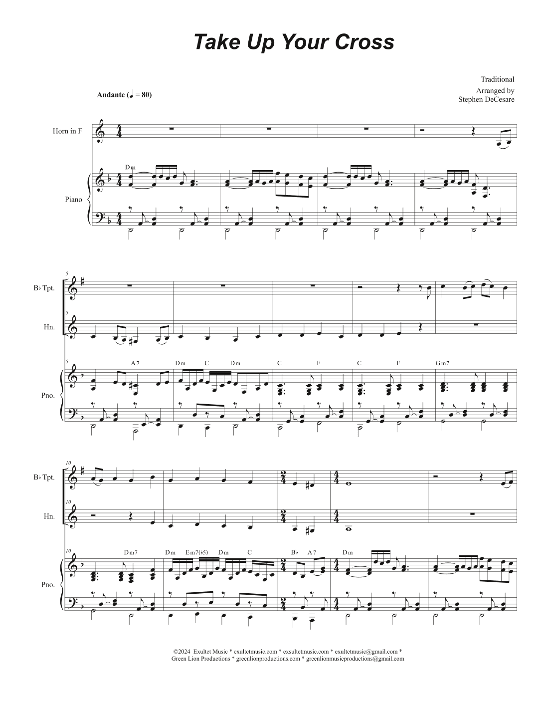 Take Up Your Cross (Duet for Bb-Trumpet and French Horn) (arr. Stephen DeCesare)
