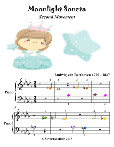 Piano Sonata Number 14 in C Sharp Minor Opus 28 Number 2 Second Movement for Beginner Piano    A Sil (arr. SilverTonalities)