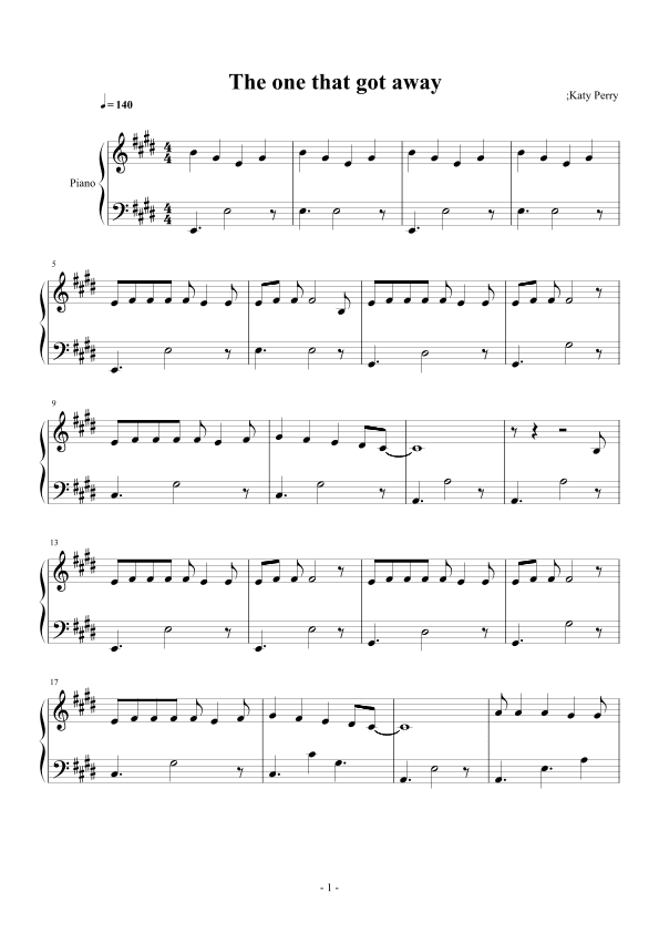 The One That Got Away (arr. Katy Perry)