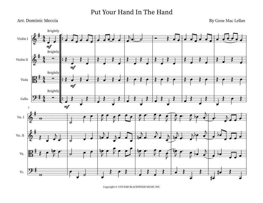 Put Your Hand In The Hand (arr. Dominic Meccia)