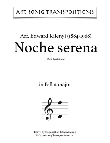 KILENYI: Noche serena (transposed to B-flat major) (arr. ArtSongTranspositions.com)