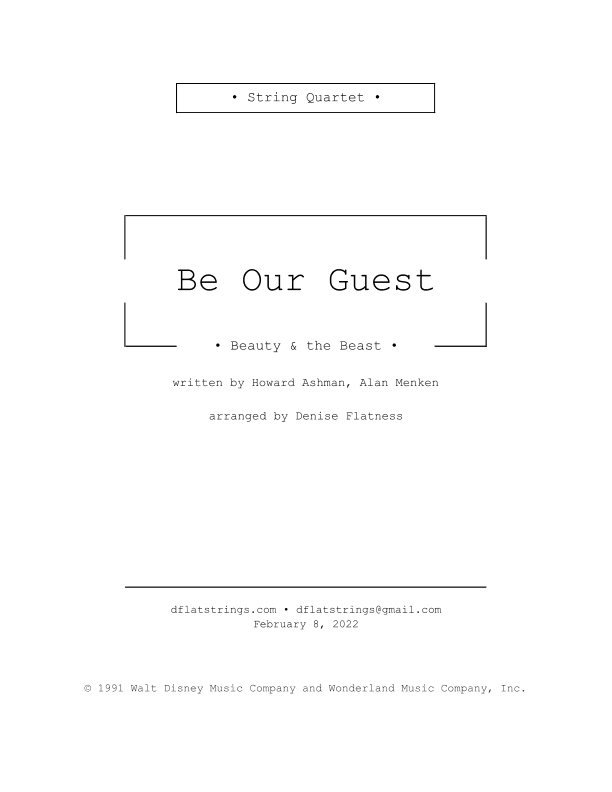 Be Our Guest (arr. Denise Flatness)