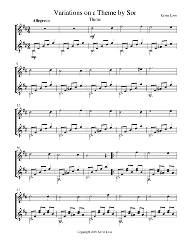 Variations on a Theme by Sor (Violin and Guitar) - Theme