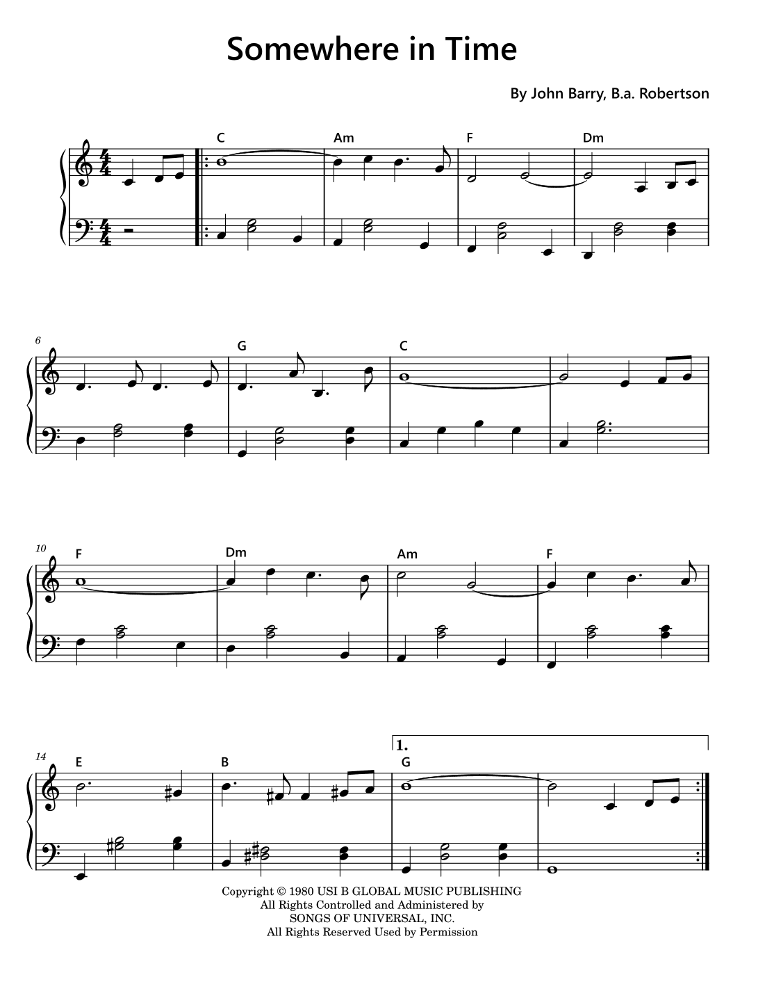 Somewhere In Time (arr. Funtom)
