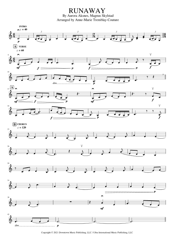 Runaway (arr. Anne-Marie Tremblay-Couture)