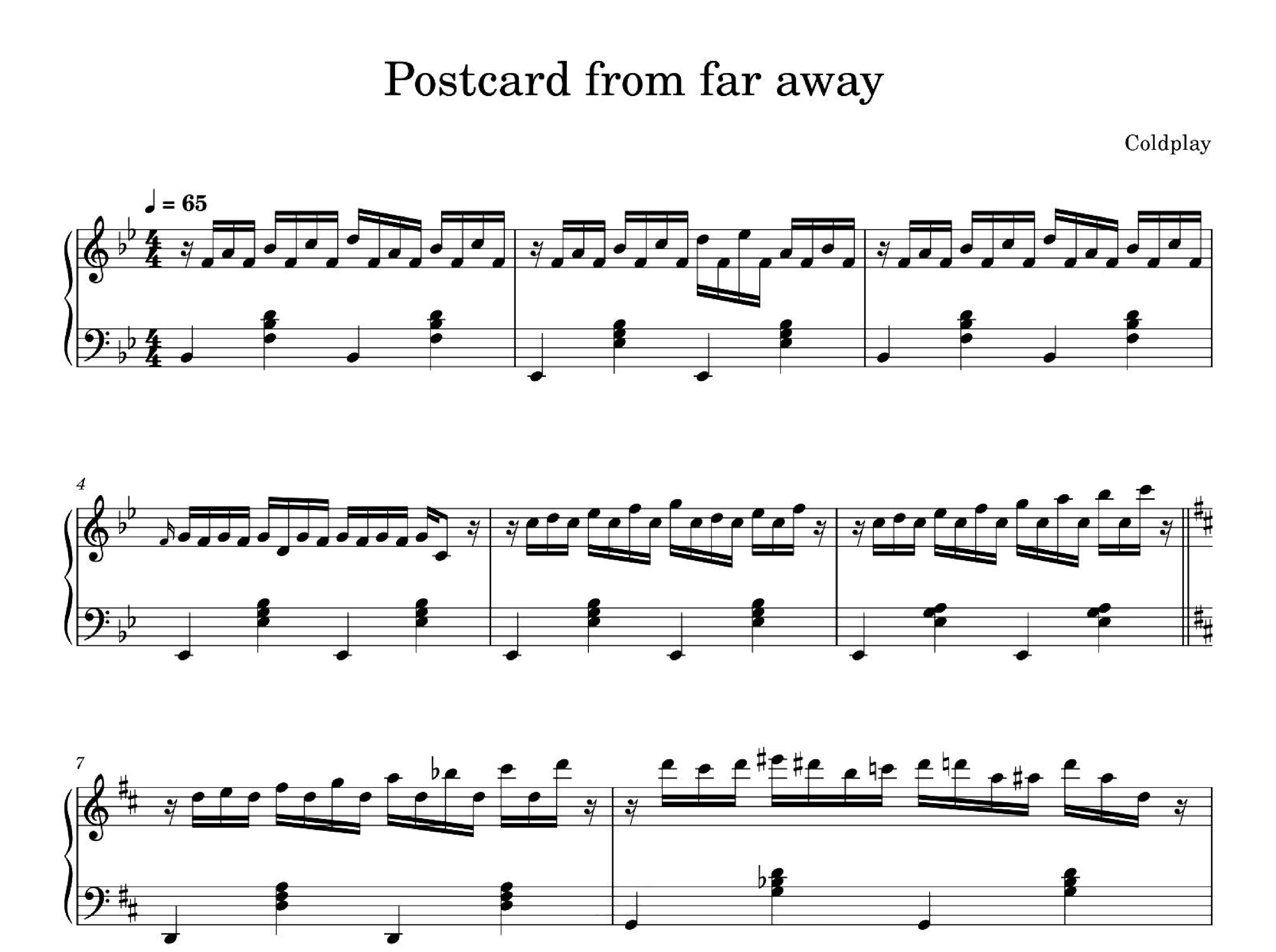 Postcards From Far Away (arr. Coldplay)