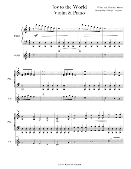 Joy to the World (Piano & Violin) Contemporary Style (arr. Kathryn Carpenter)