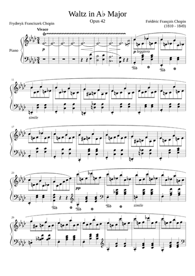Waltz Opus 42 in A flat Major (arr. Zachary Corbett)