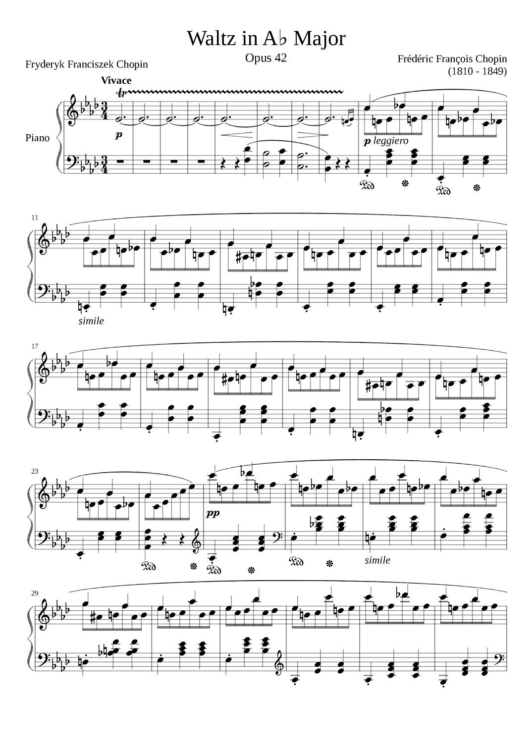 Waltz Opus 42 in A flat Major (arr. Zachary Corbett)