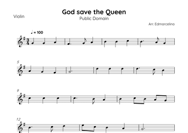 God Save the Queen -  for Violin Beginners (arr. Edmarcelino)