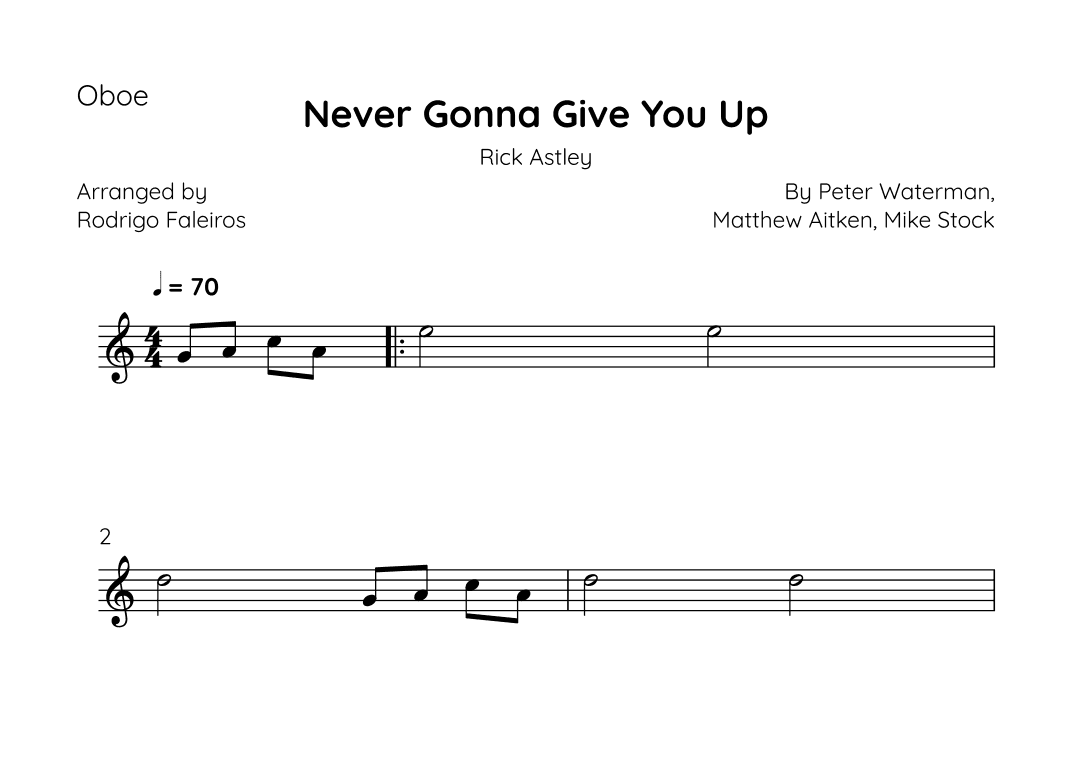 Never Gonna Give You Up (arr. Rodrigo Faleiros)