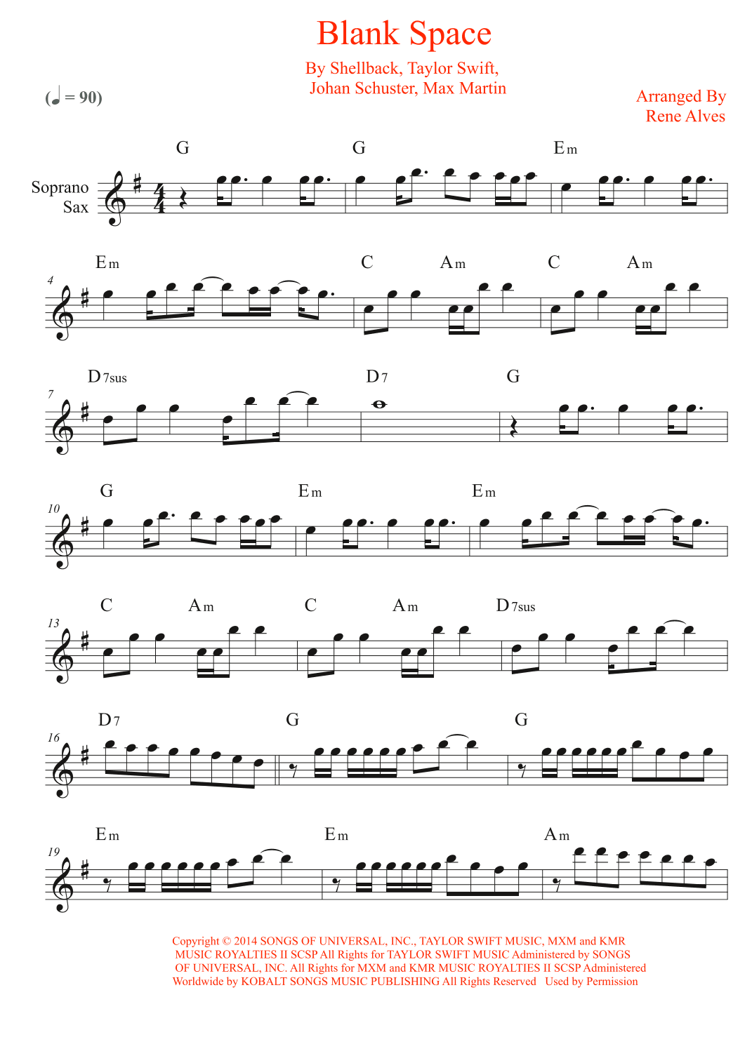 Blank Space (arr. Rene Alves)