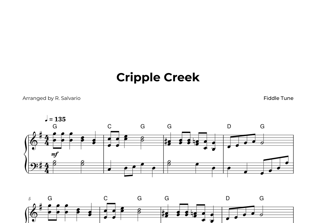 Cripple Creek - Intermediate Piano (arr. R. Salvario)
