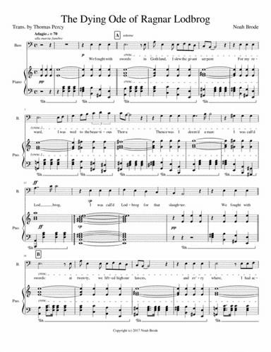 The Dying Ode of Ragnar Lodbrog - For Piano and Baritone Voice