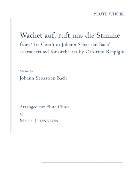 Tre Corali Per Organo Trascrizione Per Orchestra (arr. Matt Johnston)