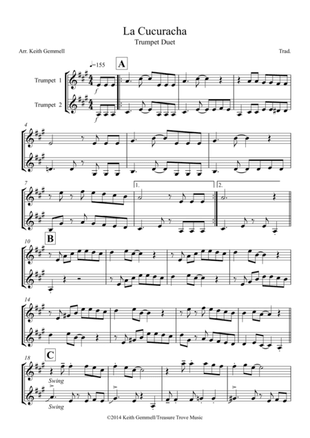 La Cucuracha: Trumpet Duet (arr. K.W. Gemmell)