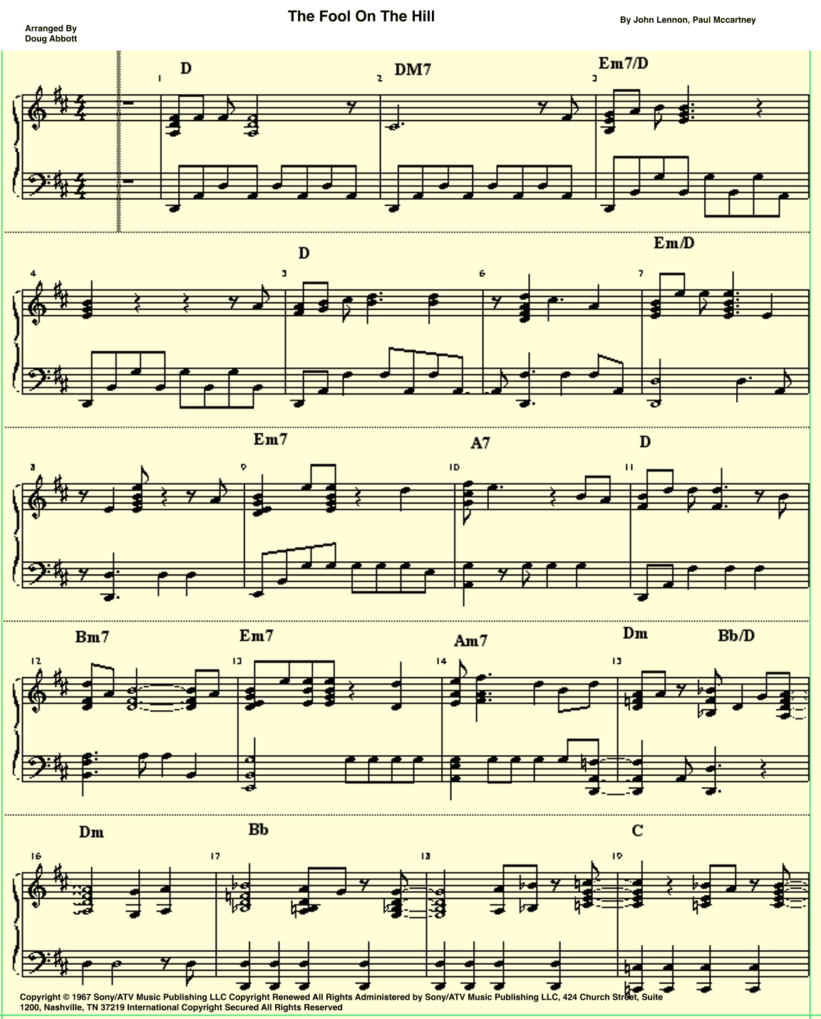The Fool On The Hill (arr. Doug Abbott)