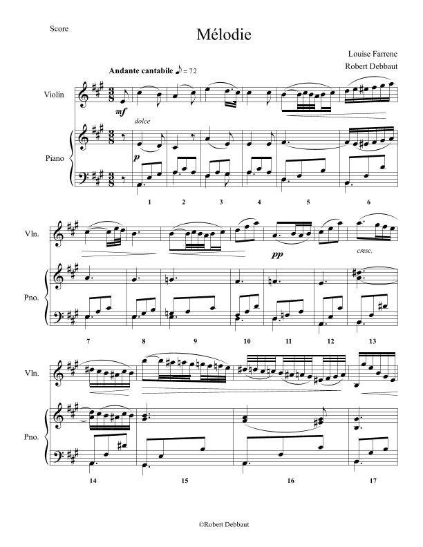 Melodie for Violin and Piano (arr. Robert Debbaut)