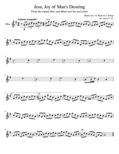 Jesu, Joy of Man's Desiring (oboe and piano) (arr. Daniel C. M.)