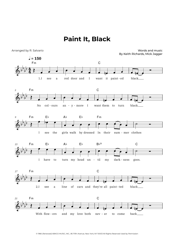 Paint It, Black (arr. R. Salvario)