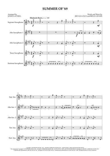 Summer Of '69 (arr. Joshua Attrill)