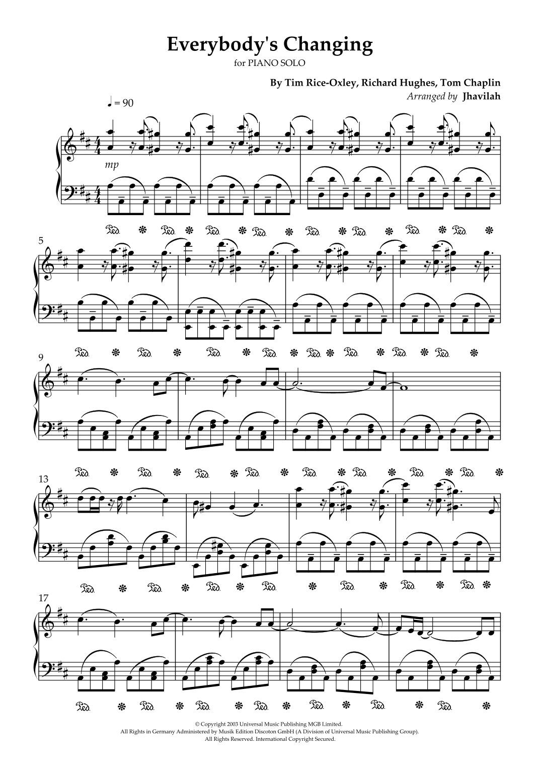 Everybody's Changing (arr. Jhavilah)