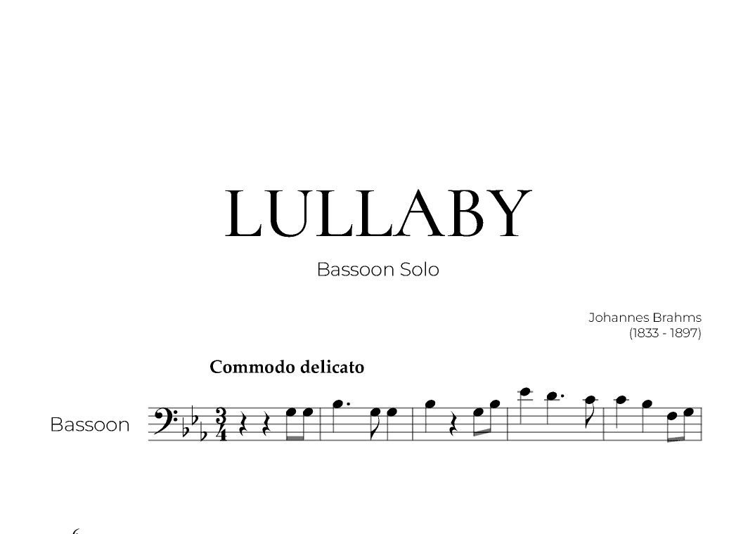 Lullaby (Bassoon Solo) - Johannes Brahms (arr. Pedro Merendi)