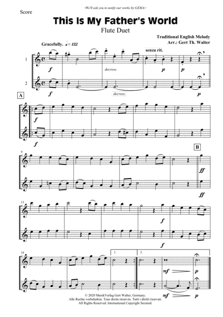 This Is My Father's World (arr. Gert Th. Walter)