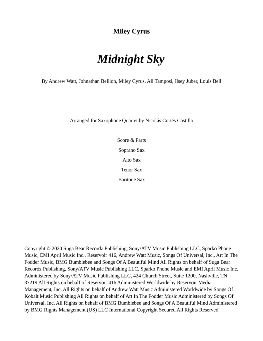 Midnight Sky (arr. Nicolás Cortés Castillo)