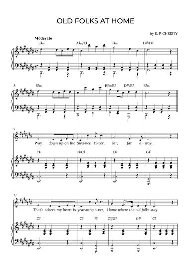 OLD FOLKS AT HOME in C# with chords (arr. Alex Nunes Rodrigues)