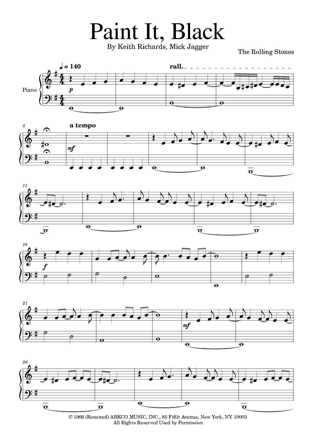Paint It, Black (arr. Golden Skull Editions)