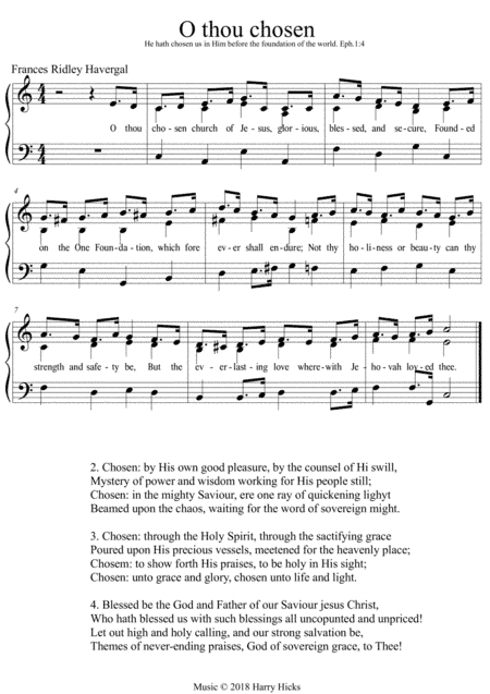 O thou chosen. A new tune to a wonderful Frances Ridley Havergal hymn.