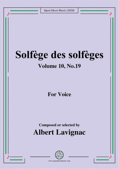 Lavignac-Solfège des solfèges,Volume 10,No.19,for Voice (arr. MSM)