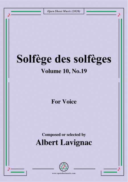 Lavignac-Solfège des solfèges,Volume 10,No.19,for Voice (arr. MSM)