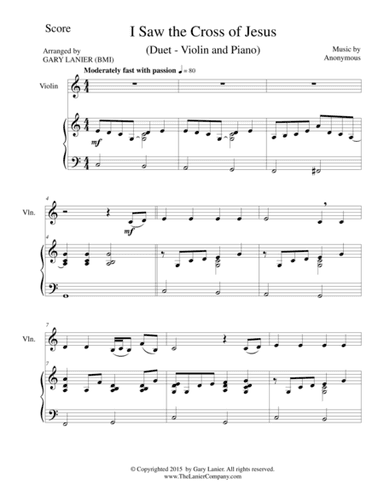 I SAW THE CROSS OF JESUS (Duet – Violin and Piano/Score and Parts) (arr. Gary Lanier)
