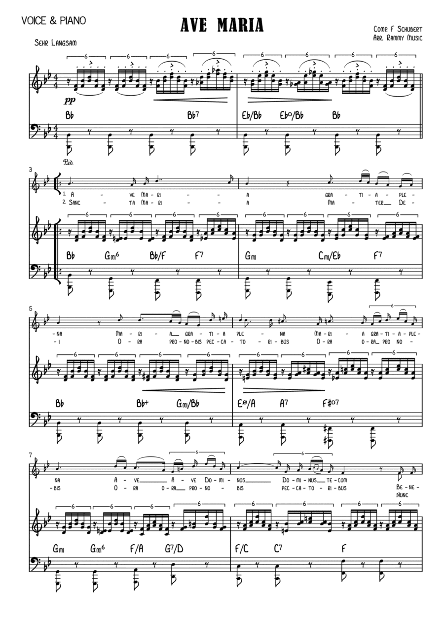 Ave Maria F Schubert arr. for Voice & Piano (arr. Rammy Music)
